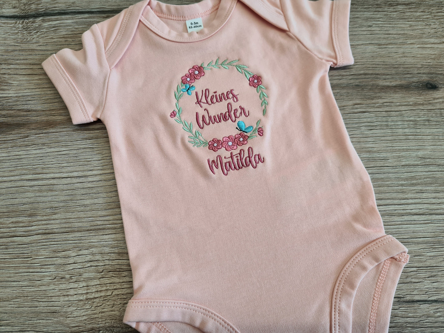Babybody Langarm Mädchen Blumenkranz Schmetterling