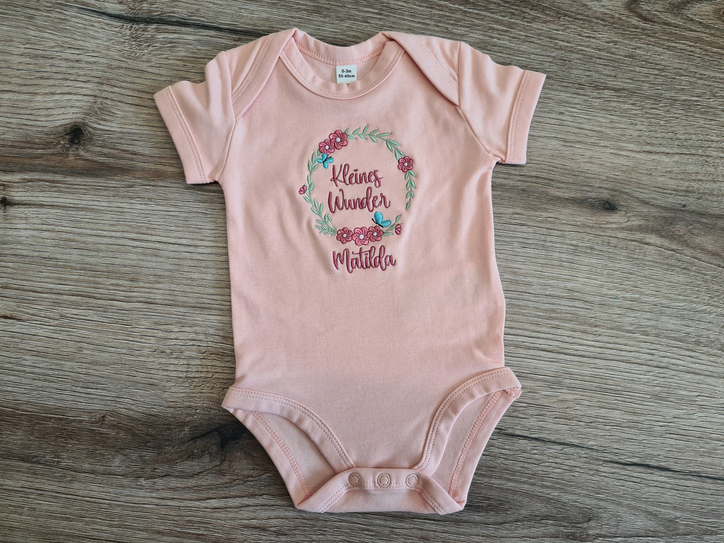 Babybody Langarm Mädchen Blumenkranz Schmetterling