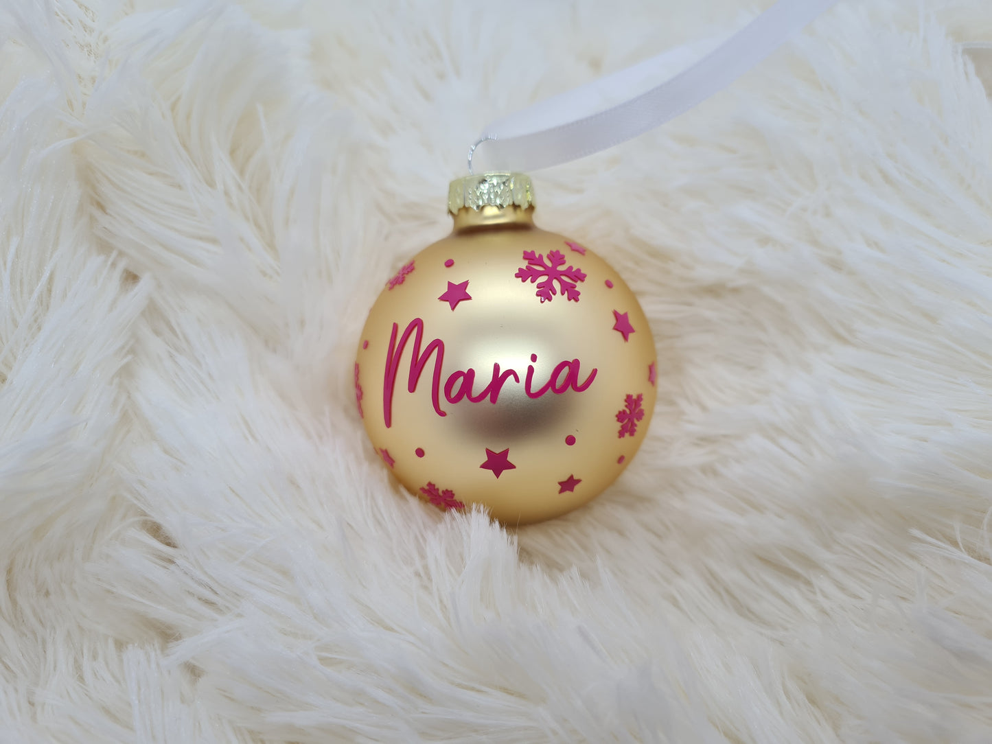 Christbaumkugel mit Namen 6cm oder 8cm - Glas - Personalisierte Weihnachtsbaumkugel inkl. Geschenkkarton