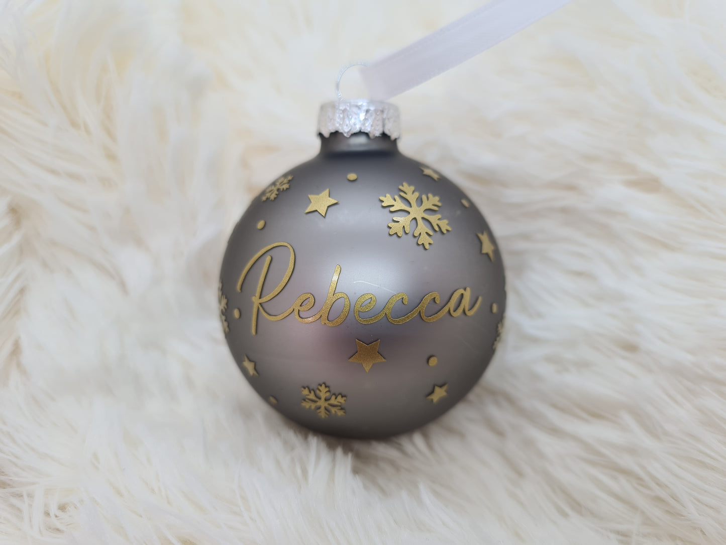Christbaumkugel mit Namen 6cm oder 8cm - Glas - Personalisierte Weihnachtsbaumkugel inkl. Geschenkkarton