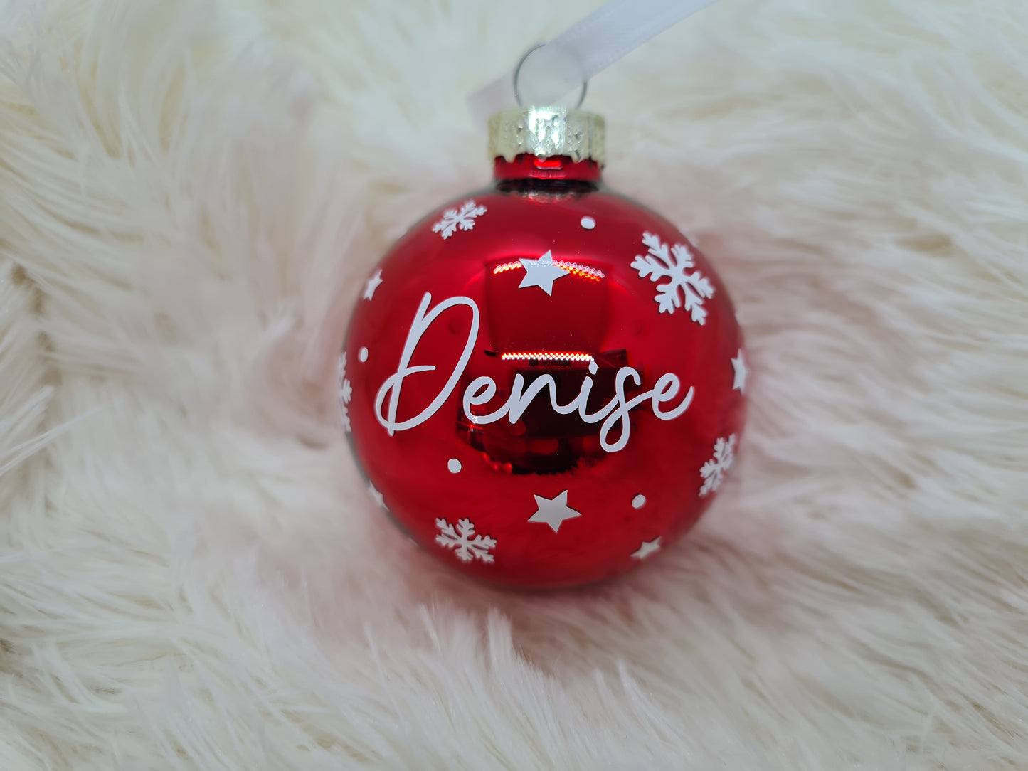 Christbaumkugel mit Namen 6cm oder 8cm - Glas - Personalisierte Weihnachtsbaumkugel inkl. Geschenkkarton