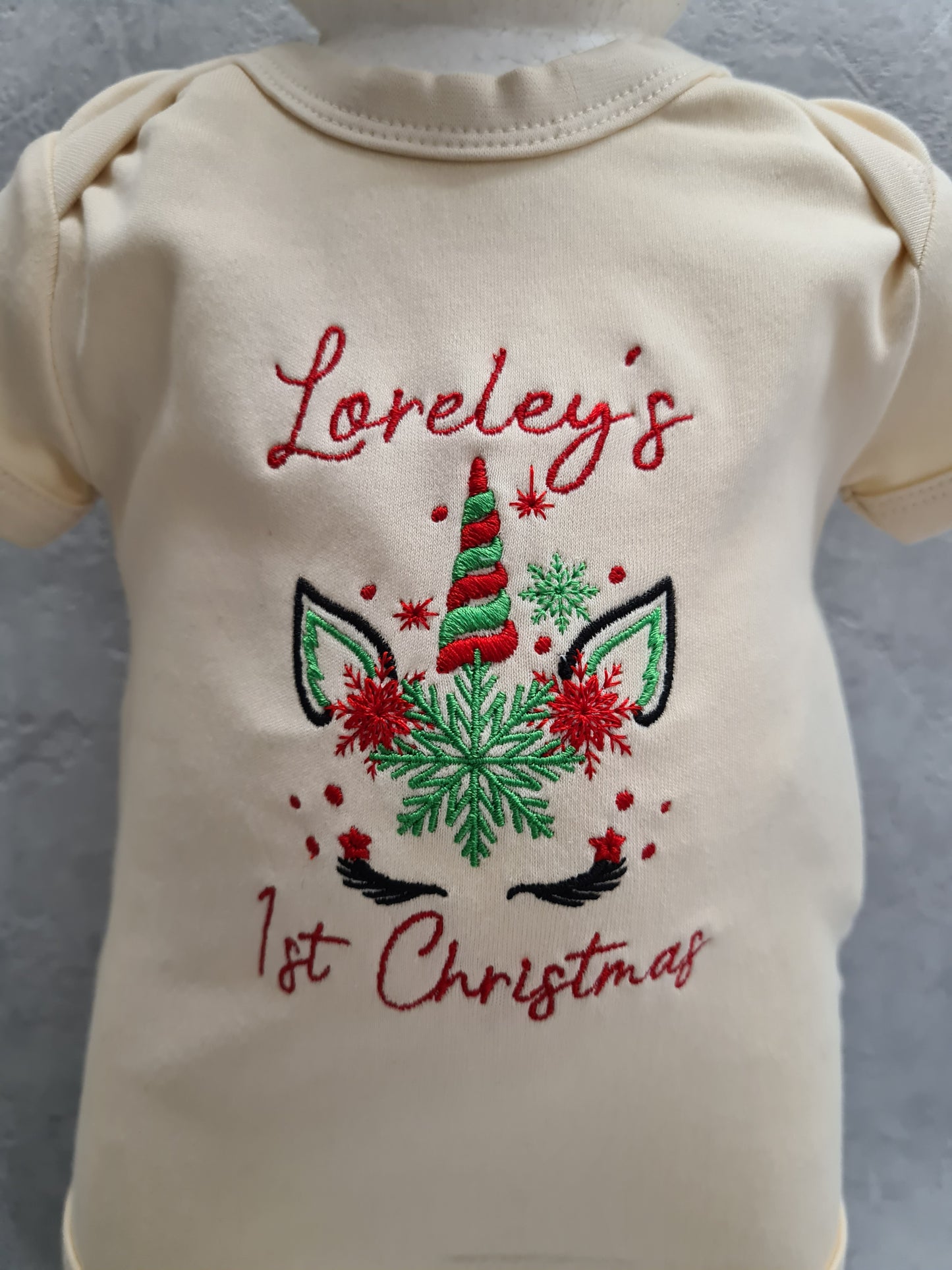Babybody Mädchen 1st Christmas Einhorn Weihnachten Kurzarm