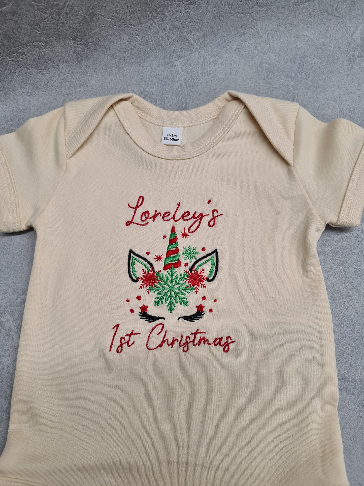 Babybody Mädchen 1st Christmas Einhorn Weihnachten Kurzarm