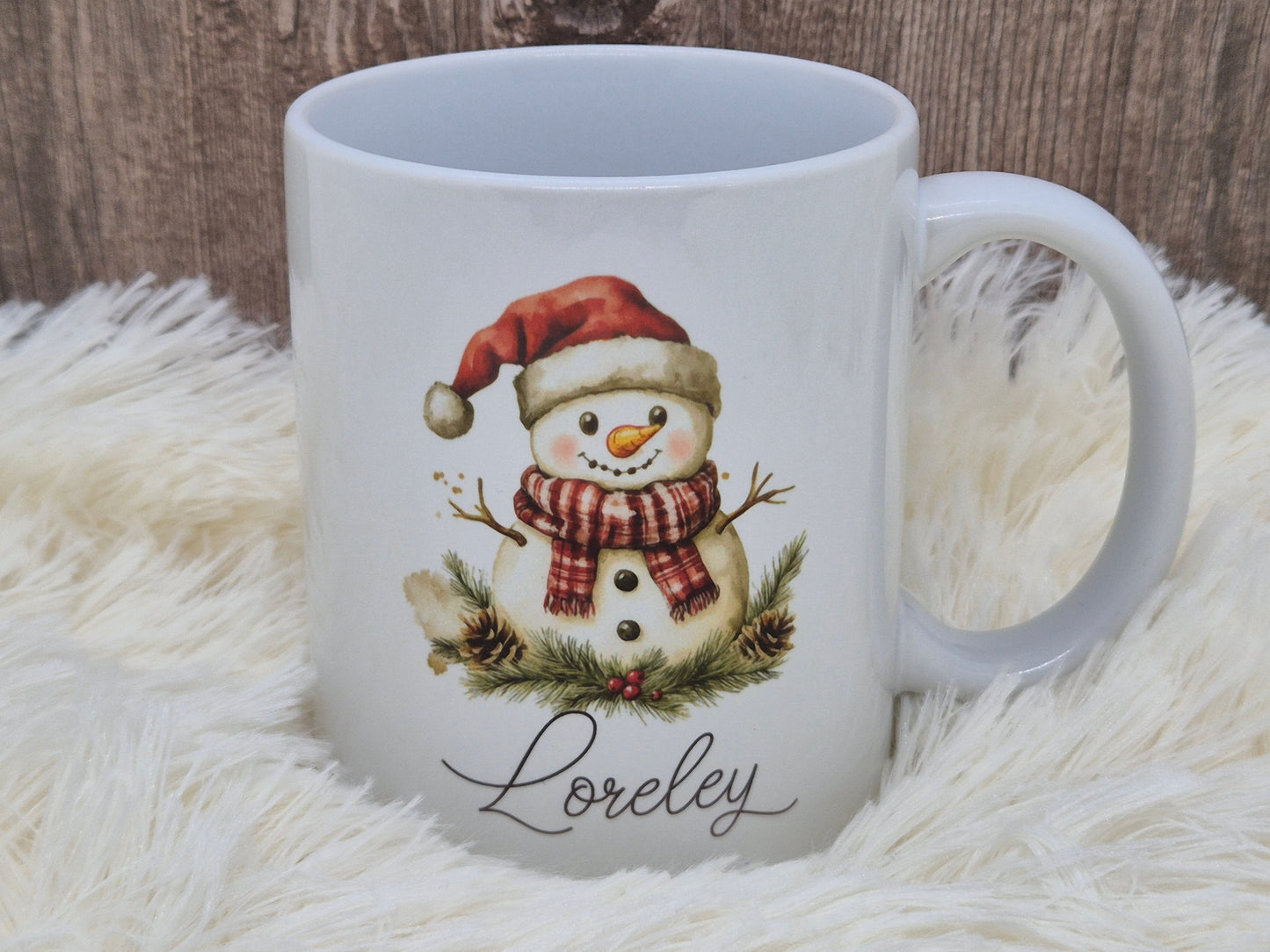 Tasse mit Motiv und Name - Schneemann