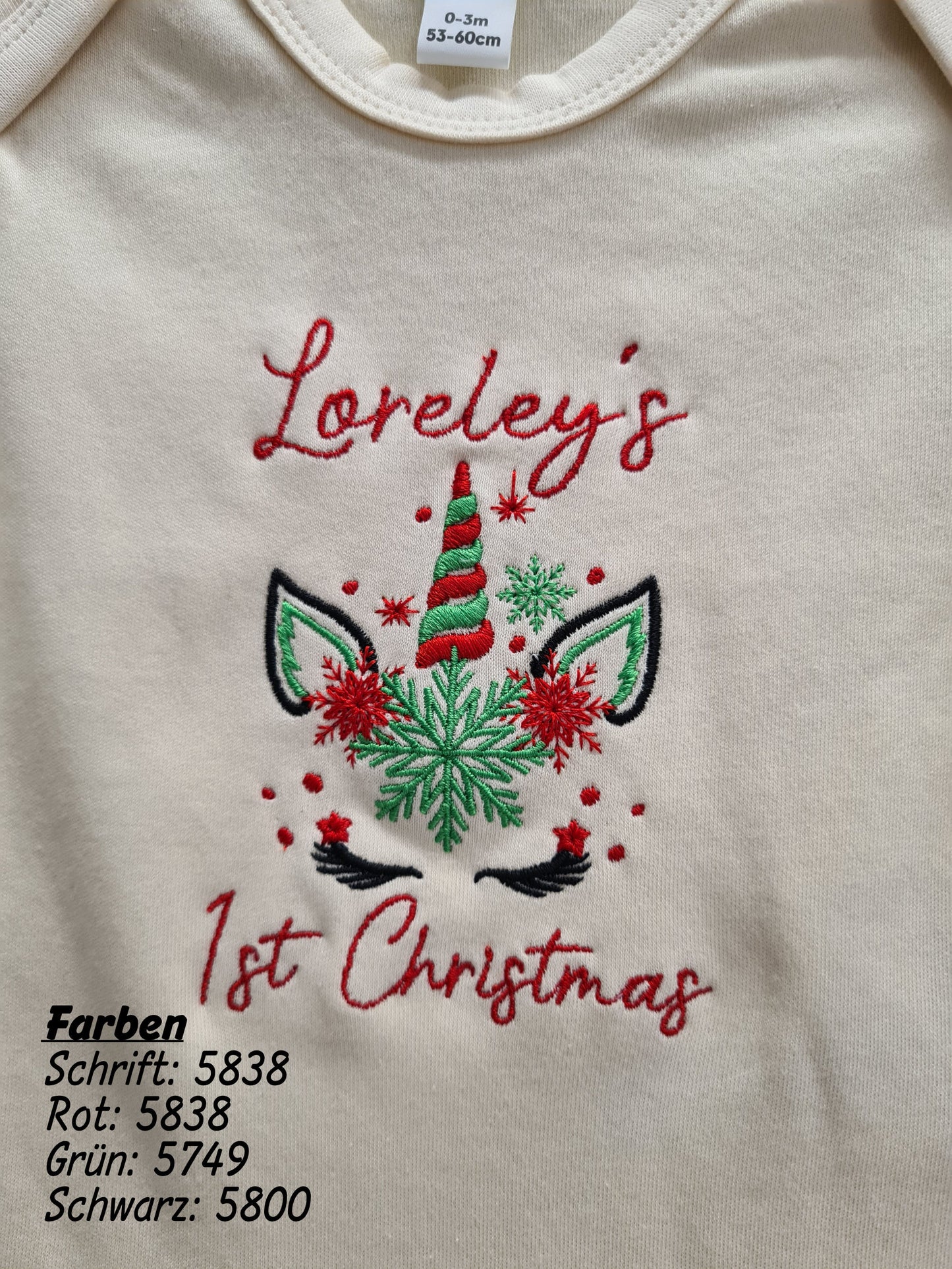 Babybody Mädchen 1st Christmas Einhorn Weihnachten Kurzarm