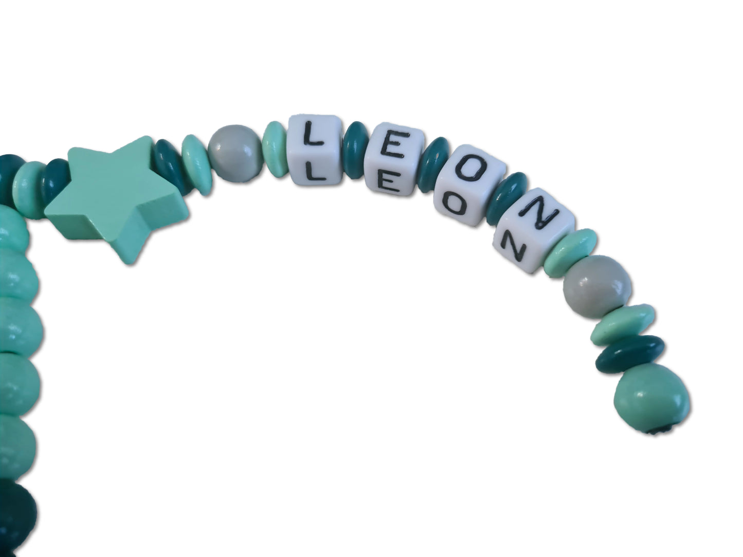 Rechenkette mit Name Türkis Dino Stern