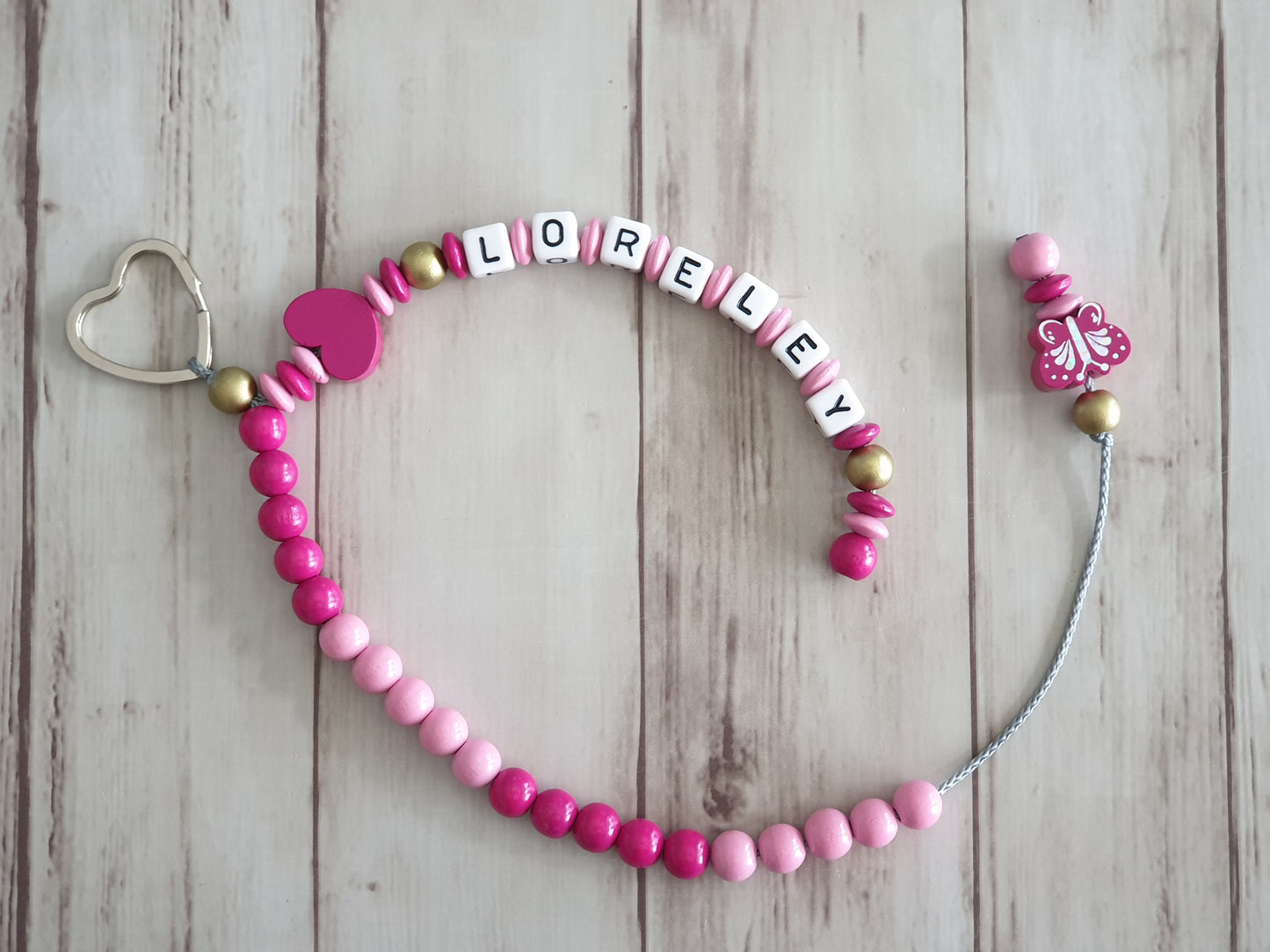 Rechenkette mit Name Rosa Pink Schmetterling Herz