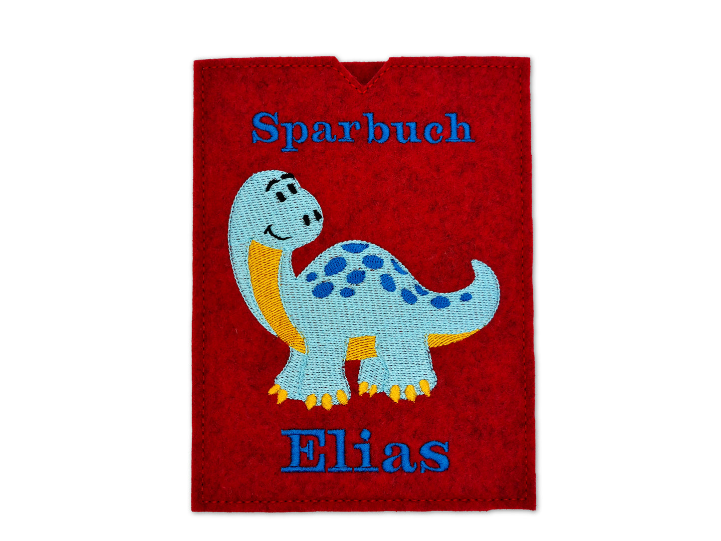 Sparbuchhülle mit Namen - Dino - Geschenk Taufe Geburt