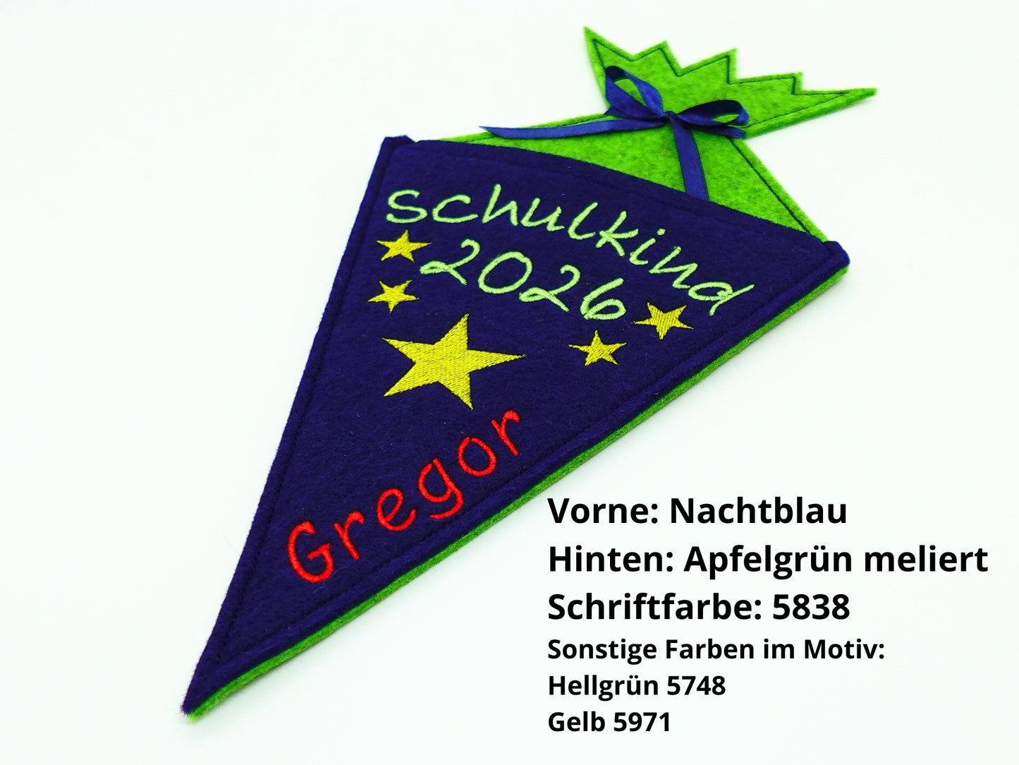 Schultüte klein Filz - Sterne - Geschenk zur Einschulung