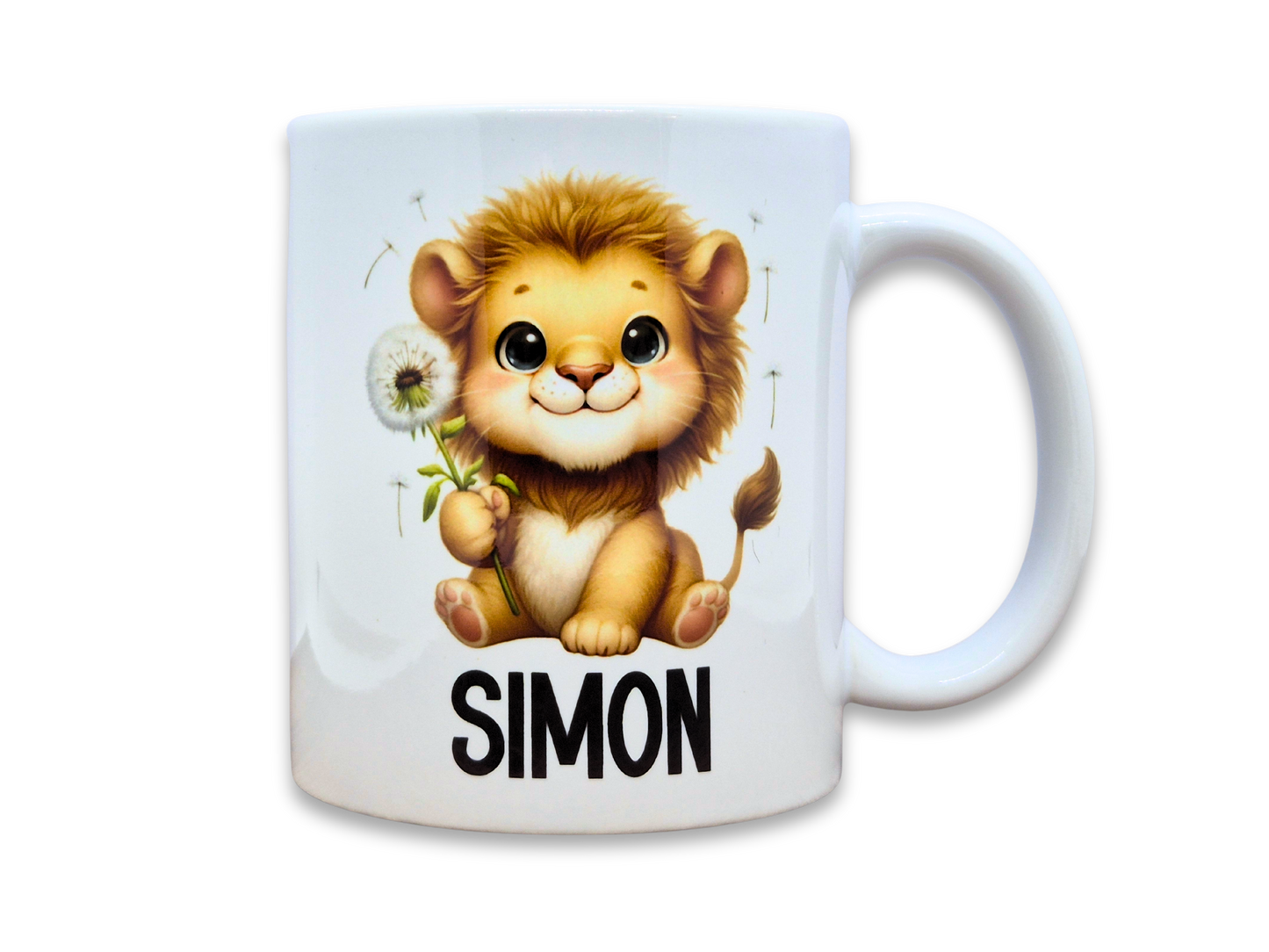 Tasse mit Motiv und Name - Löwe