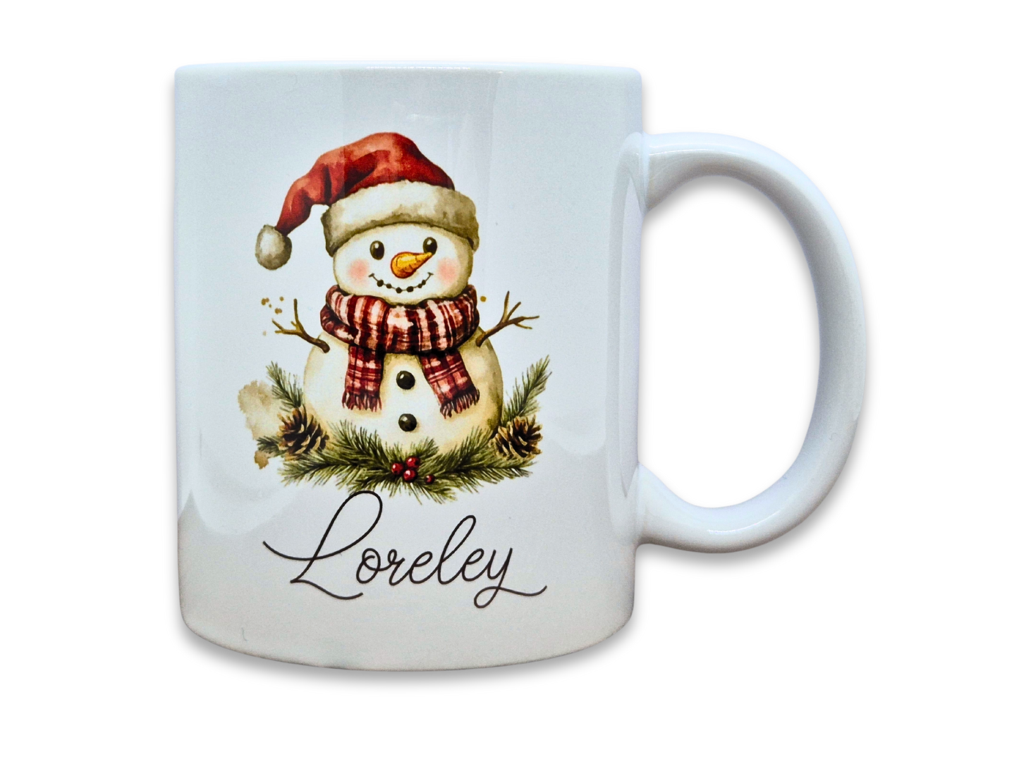 Tasse mit Motiv und Name - Schneemann