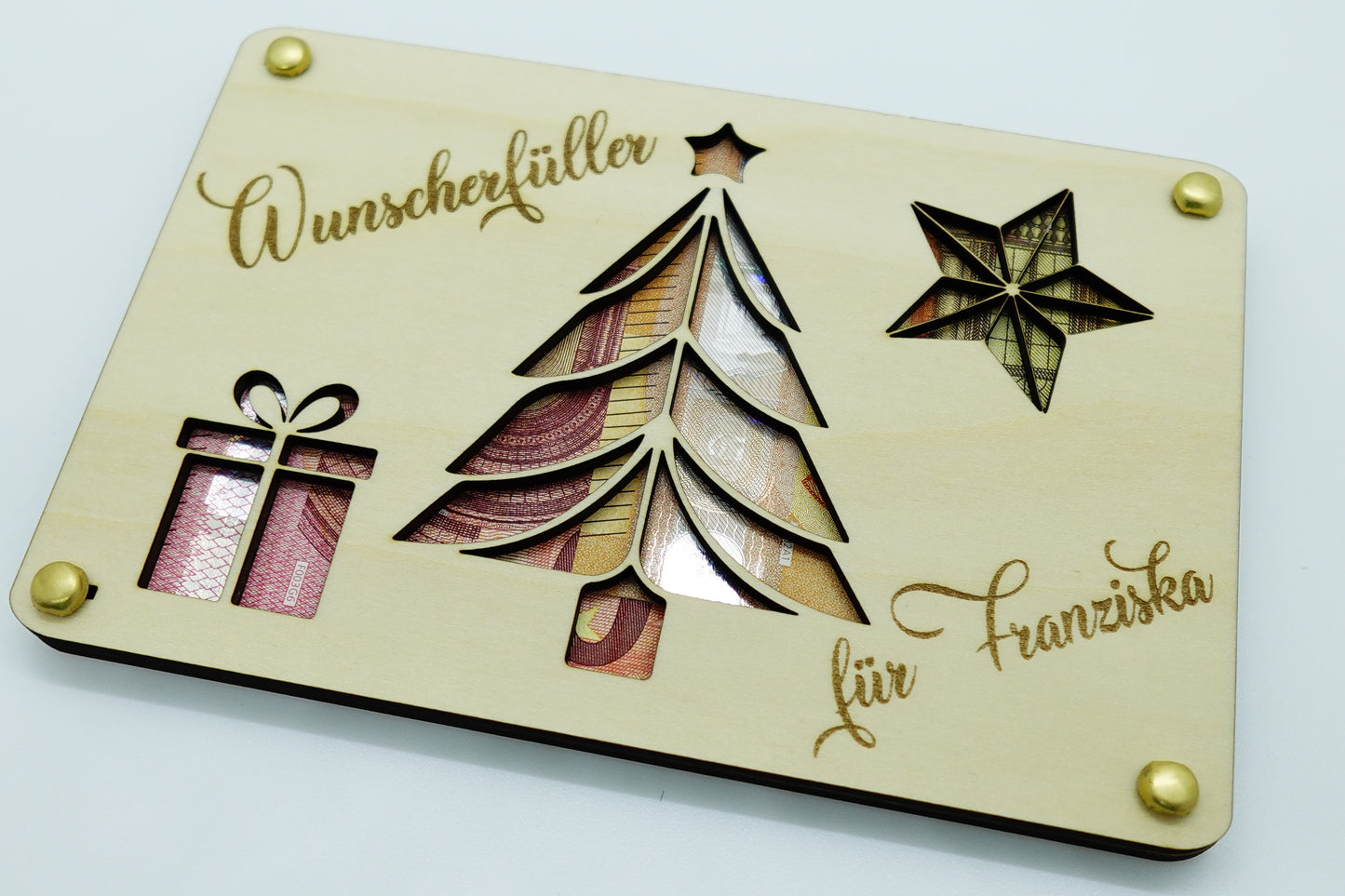 Geschenkverpackung für Geld Weihnachten personalisiert