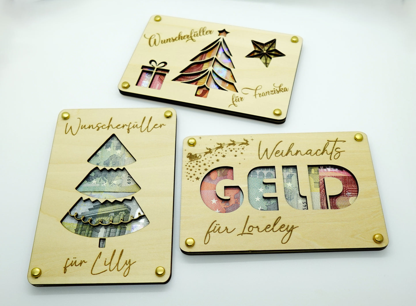 Geschenkverpackung für Geld Weihnachten personalisiert