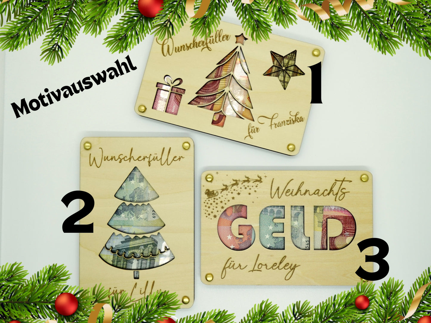 Geschenkverpackung für Geld Weihnachten personalisiert