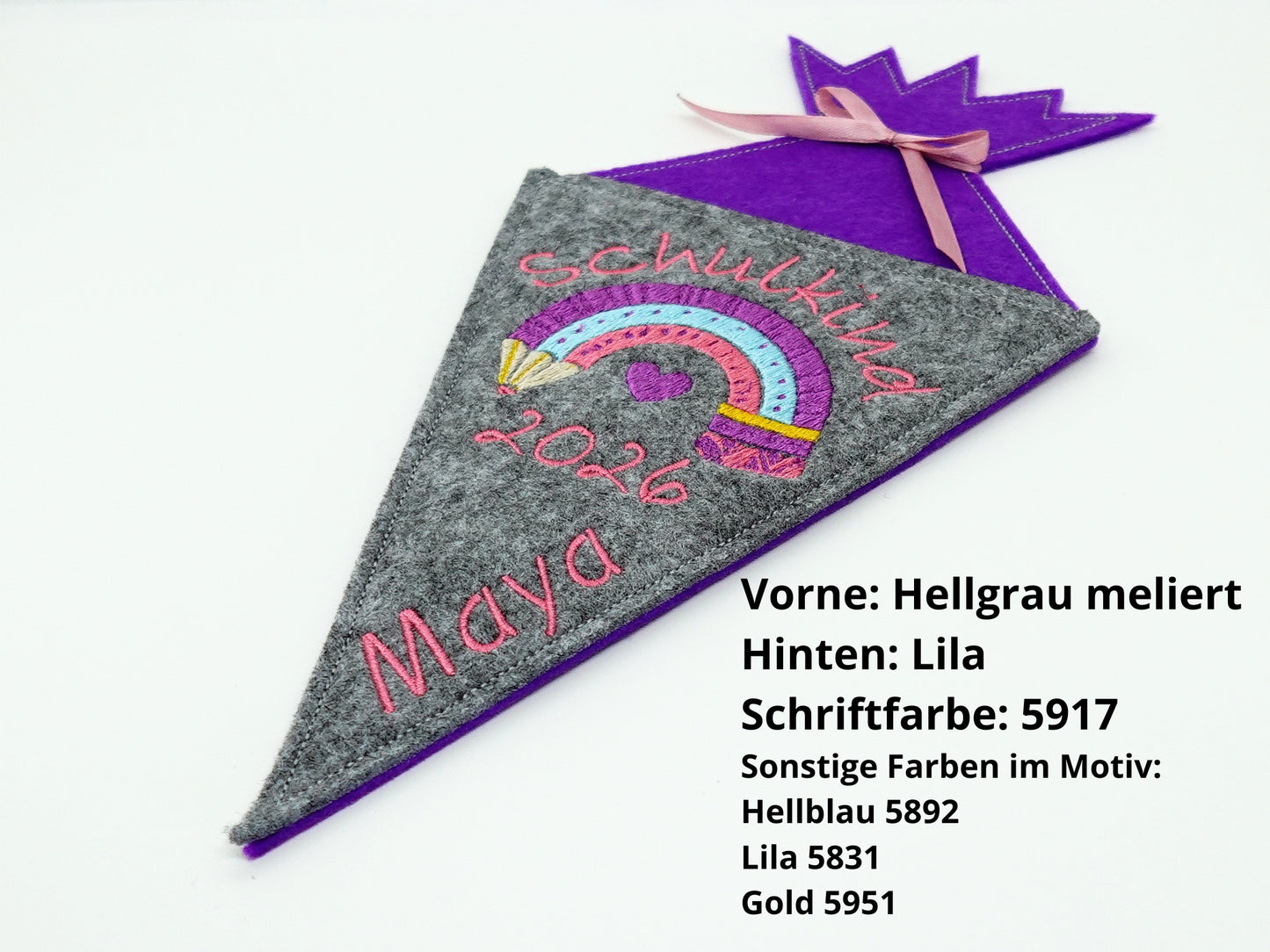 Schultüte klein Filz - Regenbogen - Geschenk zur Einschulung