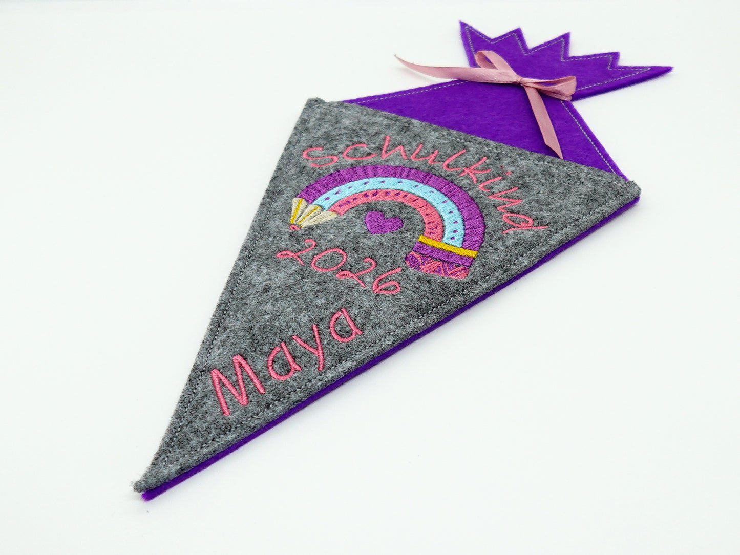 Schultüte klein Filz - Regenbogen - Geschenk zur Einschulung