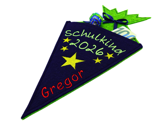 Schultüte klein Filz - Sterne - Geschenk zur Einschulung