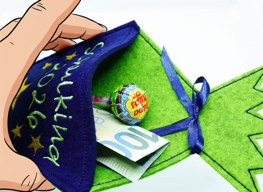 Schultüte klein Filz - Sterne - Geschenk zur Einschulung
